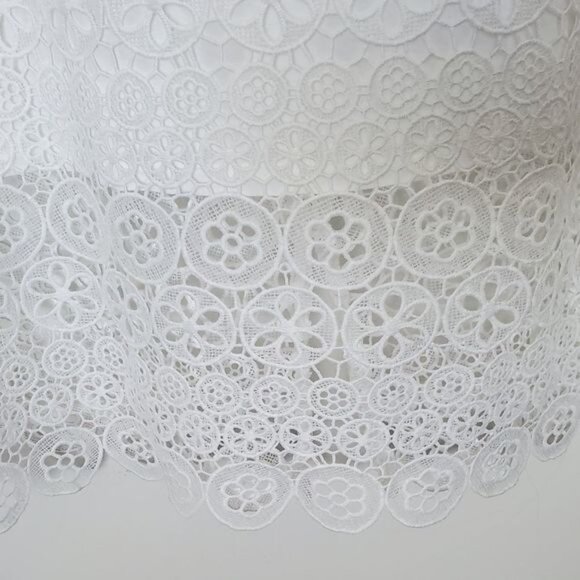 Express Womens Size XL White Short Sleeve Crochet Midi Sweetheart Zip Back Dress - Picture 4 of 10